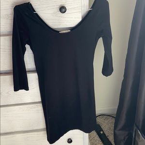 Black, half sleeve, form fitting dress